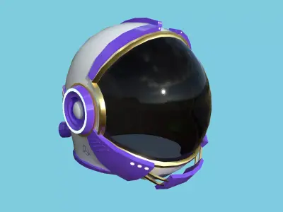 Astronaut Helmet 04 - Purple Gold - Character Design Fashion Low-poly 3D model