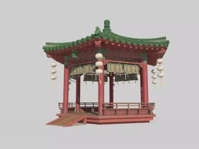 The octagonal pavilion in ancient Asian architecture 3D model