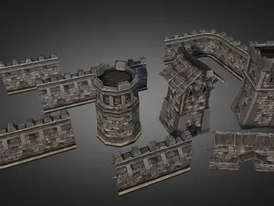Fantasy Stone Castle Pack Low-poly 3D model