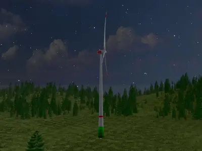 Wind turbine E82 H-162 RD 162 m with animation Low-poly 3D model