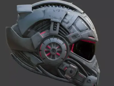 Cyber-Industrial Soldier Helmet 3D Model Low-poly 3D model