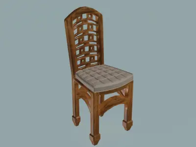 Elegant wooden dining chair 3D model