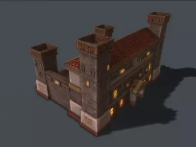 Ancient Medieval Barracks Low-poly 3D model