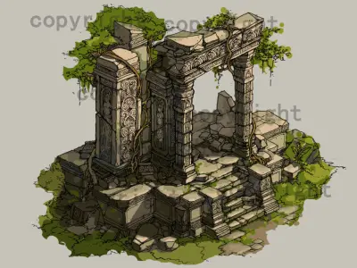 Kashayana Buddha in the ruins of the forest 1 3D model
