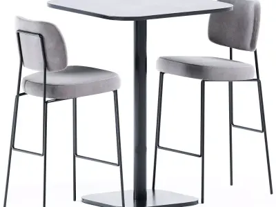 High Foot Table and Kapoor Bar Chair by Annud 3D model