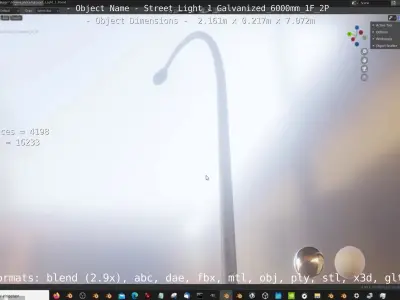 Street Light 1 Galvanized 6000mm 1F 2P Low-poly 3D model