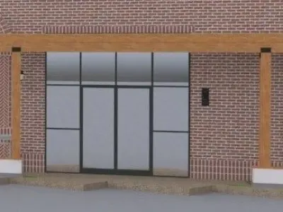 ARCHITECTURE STOREFRONT DOOR 4 PANEL WITH SIDE WINDOWS 3D model