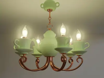 Chandelier in the form of a tea set 3D model