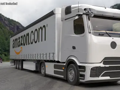 Electric Truck with Amazon Trailer Rigged for Cinema 4D 3D model