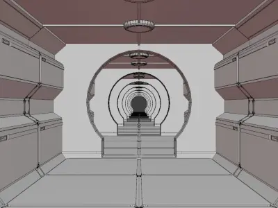 sci-fi corridor -Lab - 3D Model - game ready - Empty Low-poly 3D model