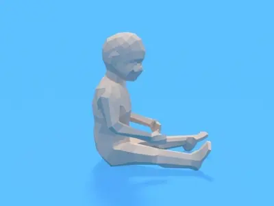 Low Poly Baby Sitting On The Floor Low-poly 3D model