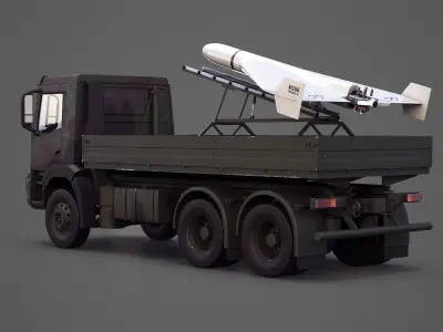  Military Transport Truck with Drone Launcher Geran-2 White 