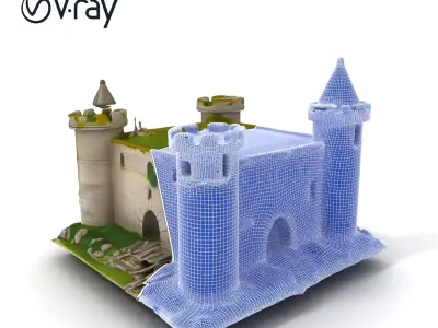 Medieval Castle Model Pack with Towers and Ivy Low-poly 3D model
