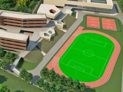 Modern School Campus 3D model