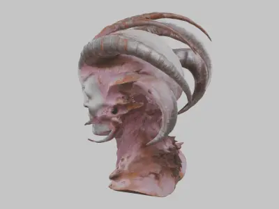Fantasy Alien Head Bust Low-poly 3D model