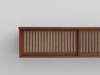 George Nakashima Sliding 4 Door Wall Hung Cabinet 3D model