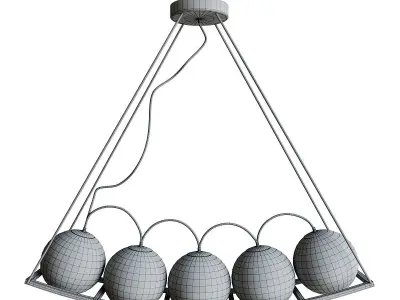 Curved Pea Pendant Lamp 5 Simig 3D model