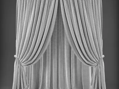 Curtain with drapes Low-poly 3D model