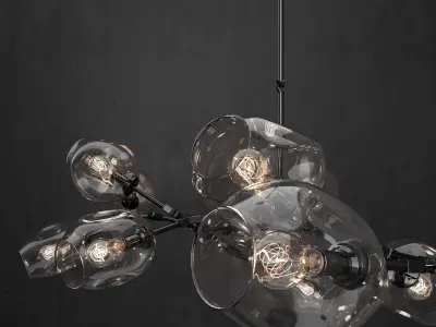 Branching bubble 13 lamps CLEAR  BLACK 3D model