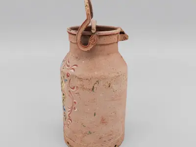 Decorative milk can - photoscan Low-poly 3D model