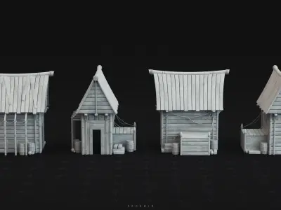 Medieval Building 3D Model - PBR Textures Low-poly 3D model