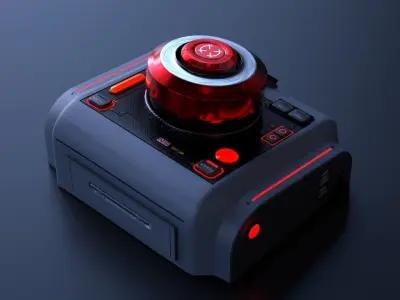 Sci-Fi Red Button V2 Low-poly 3D model