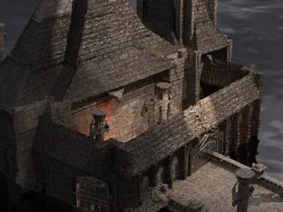 Lizard Colony Town Hall Walls Kitbash 3D model