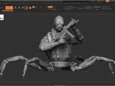 robotic crab special force solider 3D model