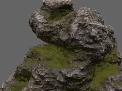 mossy rock 1 Low-poly 3D model