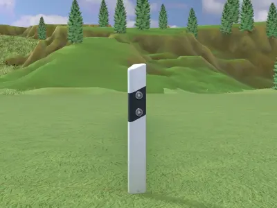 Delineator with wildlife warning reflector white R Low-poly 3D model