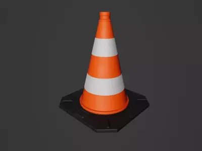 Pylone traffic cone Low-poly 3D model
