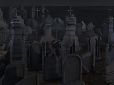 Hand Sculpted cemetery gravestones pack Low-poly 3D model