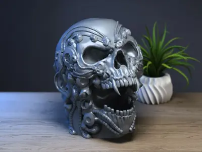 Robot Skull Headphone Stand 3D print model purchase