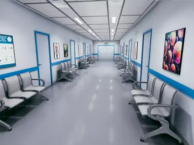 Hospital Corridor Low-poly 3D model