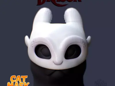 Light Fury Cat Mask  How to Train Your Dragon Pet Cosplay 3D print model