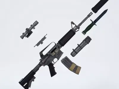 M16 Commando for G8F With Attachments 3D model