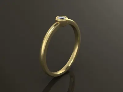 Bezel Single Diamond Ring 3mm Mix Size 3D print model