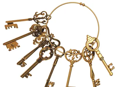 Vintage key ring 03 3D model