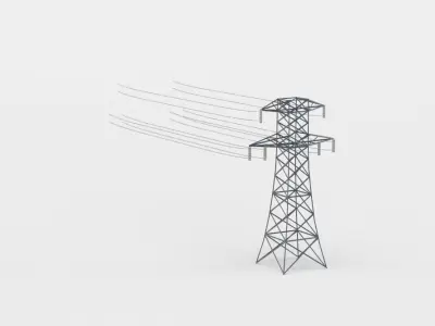 Electric pylon Low-poly 3D model