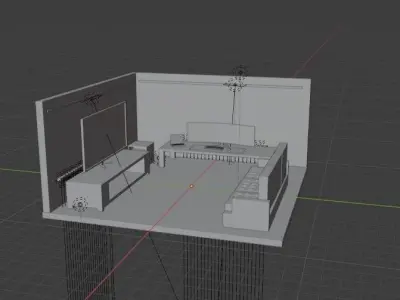 GamingRoom living room with lighting Low-poly 3D model