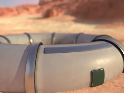 Mars module and landscape Low-poly 3D model