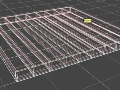 Floor wooden cage with rug inside 3D model