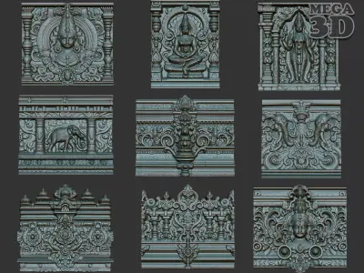 Indian Temple Wall basrelief Pack 240614