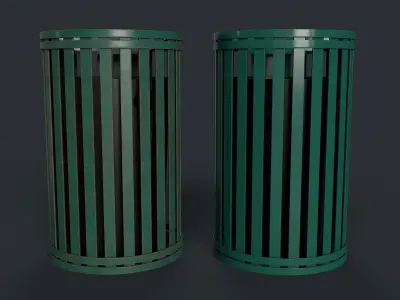 Street Trash Can 7 PBR Game Ready Low-poly 3D model