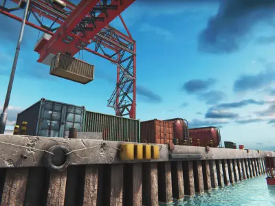 Module Based Harbor Creator Low-poly 3D model