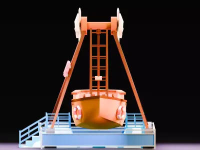 Amusement Park - Pirate Ship Low-poly 3D model