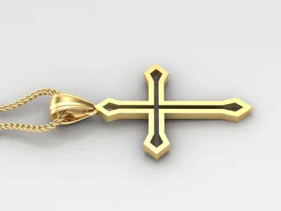 High Cross Pendant Light Gold 18K 4CP023 3D print model