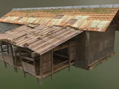 Asian Traditional Village Low-poly 3D model