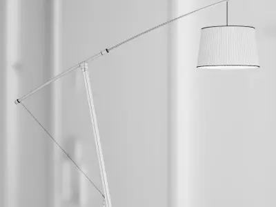 Contemporary style floor lamp with textile shade on a rod 3D model