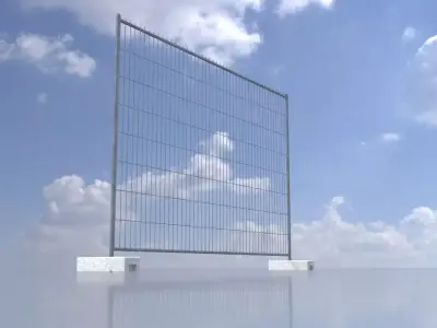 Movable Construction Fence with Stone Bases Low-poly 3D model